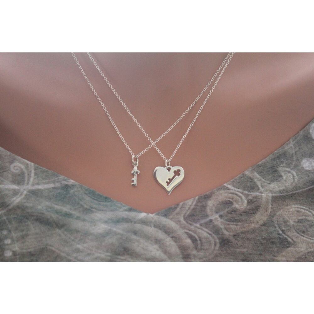 Sterling Silver Mother Daughter Key Necklaces